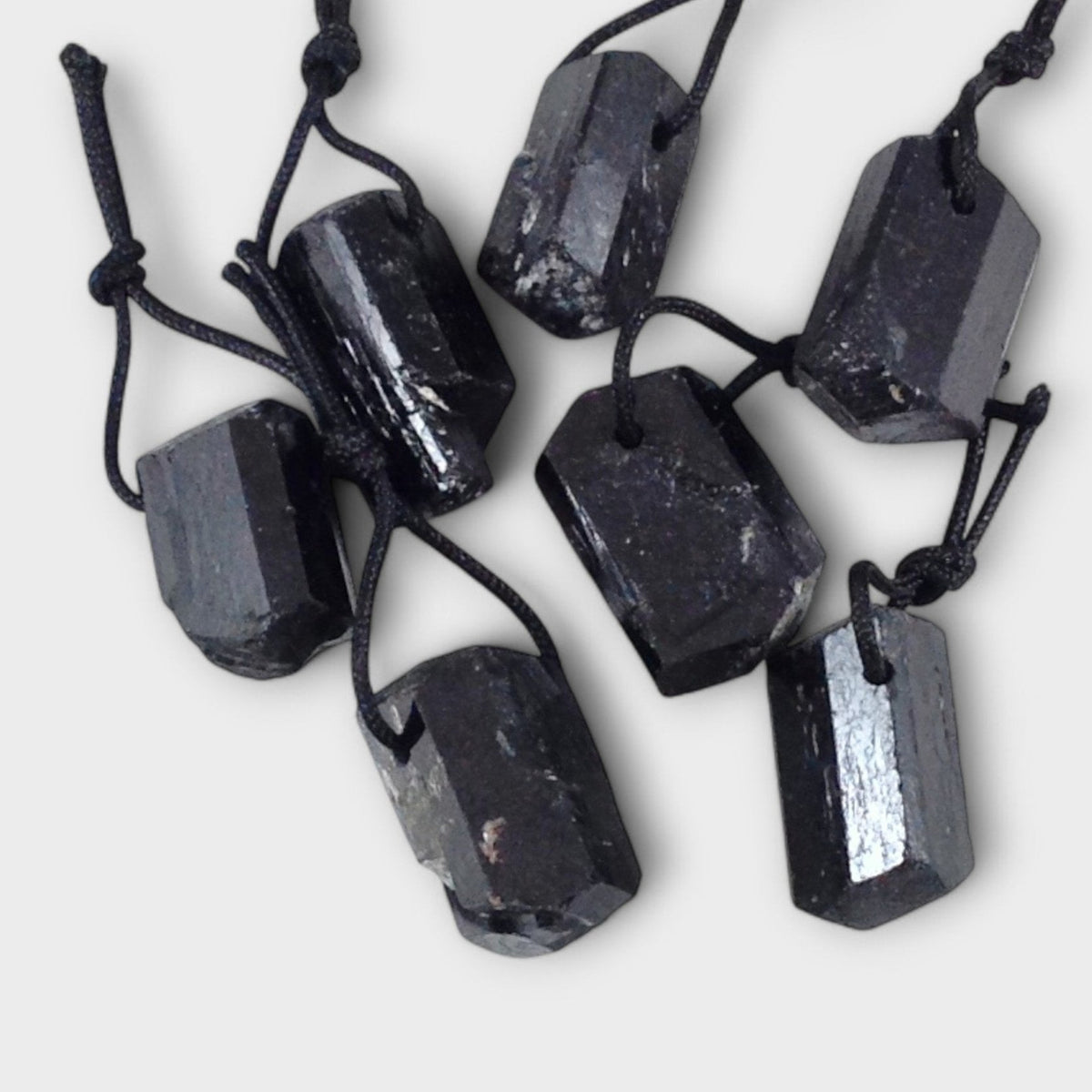 Black Tourmaline Rough Pendant, Freeform Natural Stone, 1-Piece