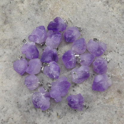 Rough Amethyst Cluster Point Pendant, 1 Piece or 6-Piece Bag