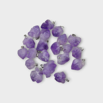 Rough Amethyst Cluster Point Pendant, 1 Piece or 6-Piece Bag