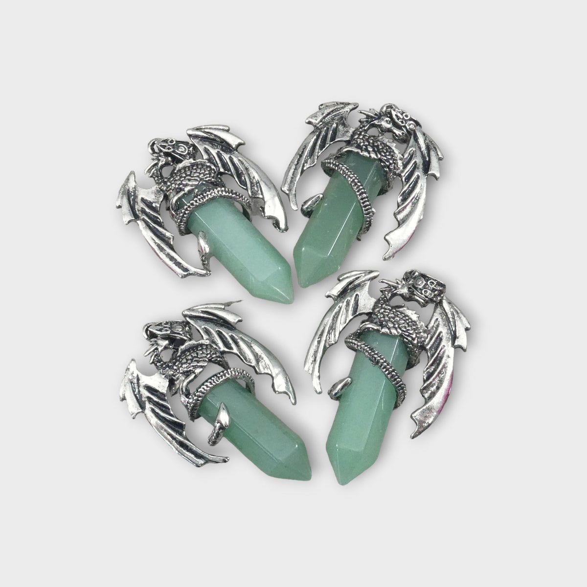 Green Aventurine Flying Dragon Point Pendant, 34 x 50 mm
