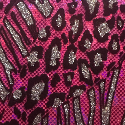 Cheetah Metallic Flocked Hologram Stretch Fabric by the Yard
