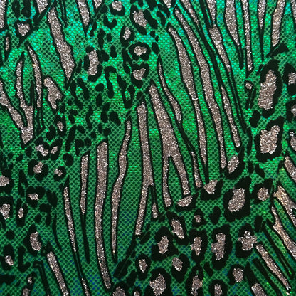 Cheetah Metallic Flocked Hologram Stretch Fabric by the Yard