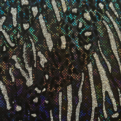 Cheetah Metallic Flocked Hologram Stretch Fabric by the Yard