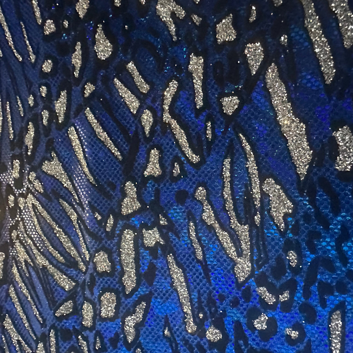 Cheetah Metallic Flocked Hologram Stretch Fabric by the Yard