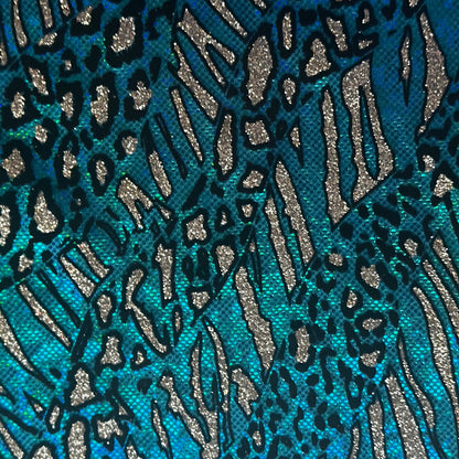 Cheetah Metallic Flocked Hologram Stretch Fabric by the Yard