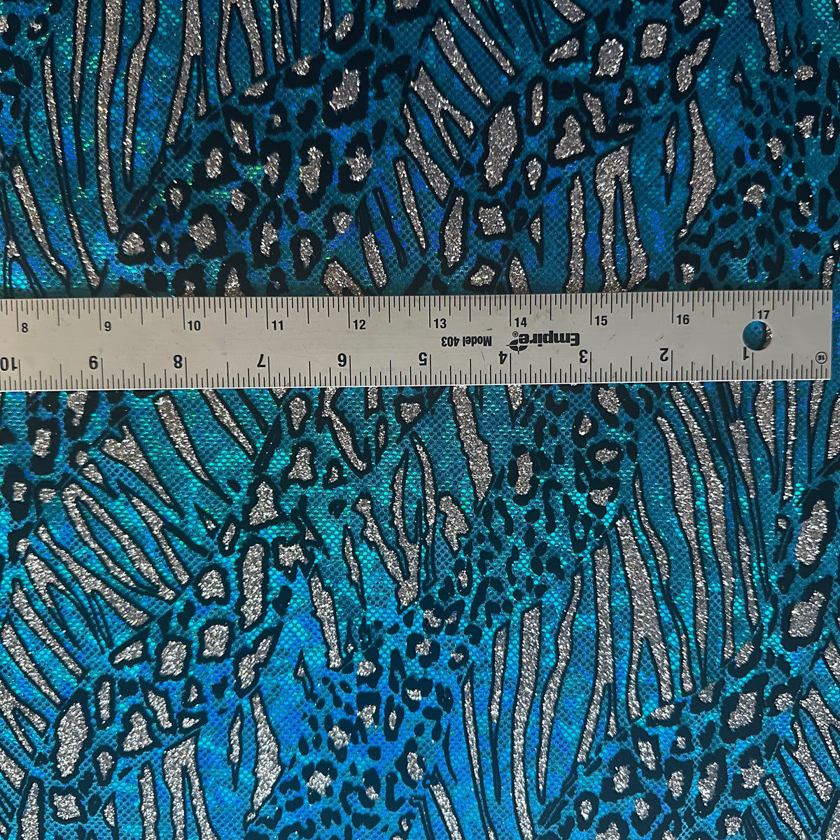 Cheetah Flocked Hologram Nylon Spandex Fabric, 4-Way Stretch