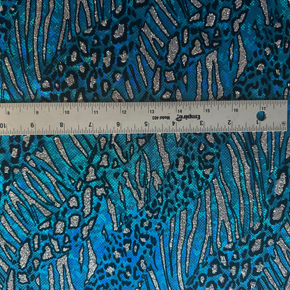 Cheetah Flocked Hologram Nylon Spandex Fabric, 4-Way Stretch