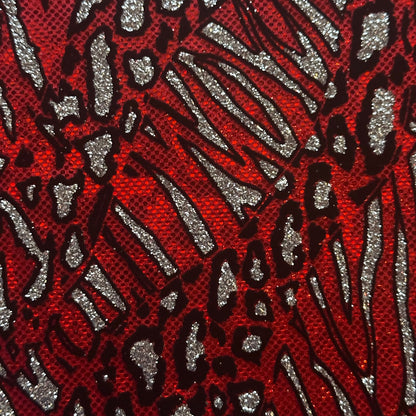 Cheetah Flocked Hologram Nylon Spandex Fabric, 4-Way Stretch