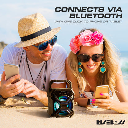 7-Inch Portable Bluetooth Speaker with TWS, LED Lights and FM Radio