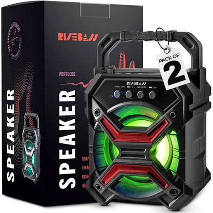 7-Inch Portable Bluetooth Speaker with TWS, LED Lights and FM Radio