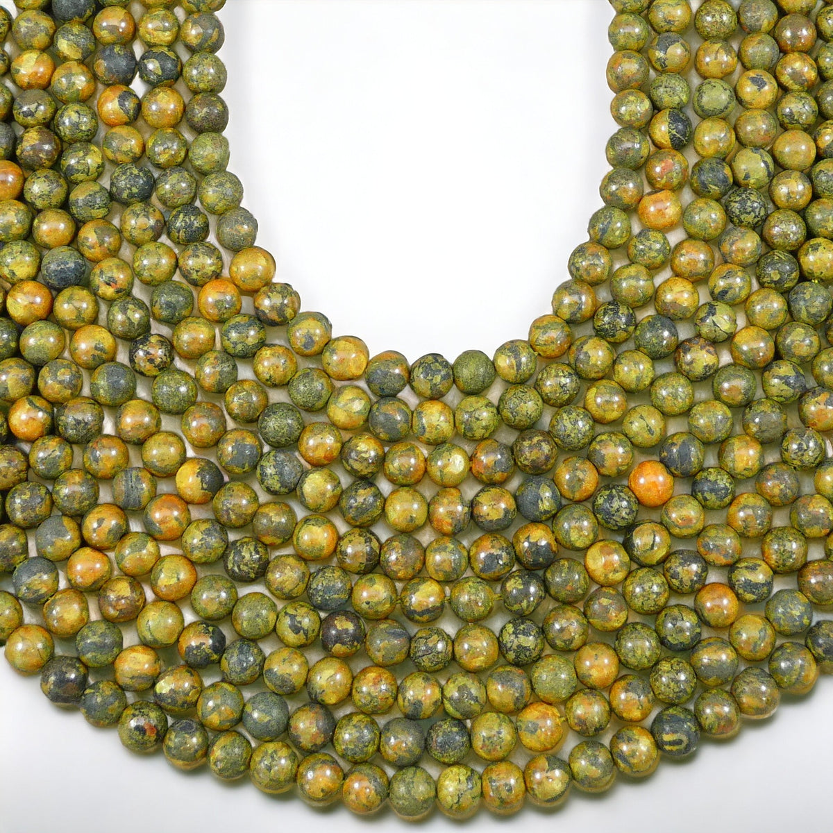 Sulfur Round Bead Strand, 6-10 mm