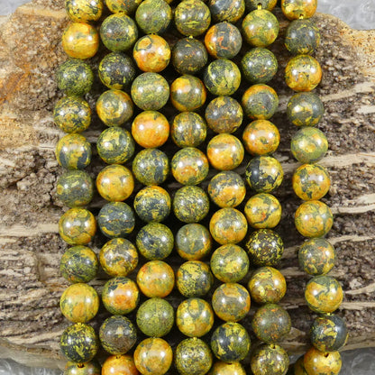 Sulfur Round Bead Strand, 6-10 mm