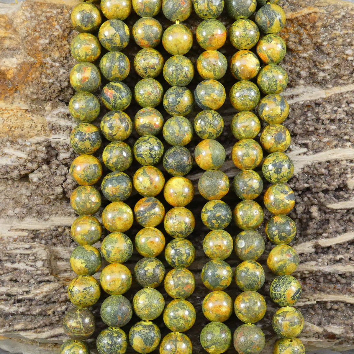 Sulfur Round Bead Strand, 6-10 mm