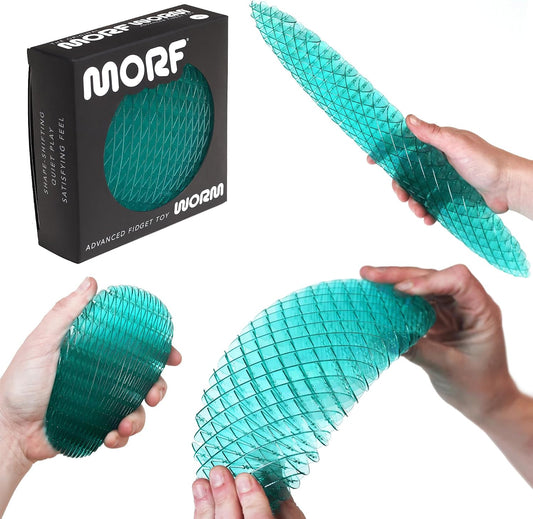 Worm 3D Sensory Figgy Fidget Toy, Cyan, Large | Quiet Fidget Toy: Sensory Toy for Focus and Stress Relief; Satisfying Tactile Play for Classrooms, Desks, and Travel