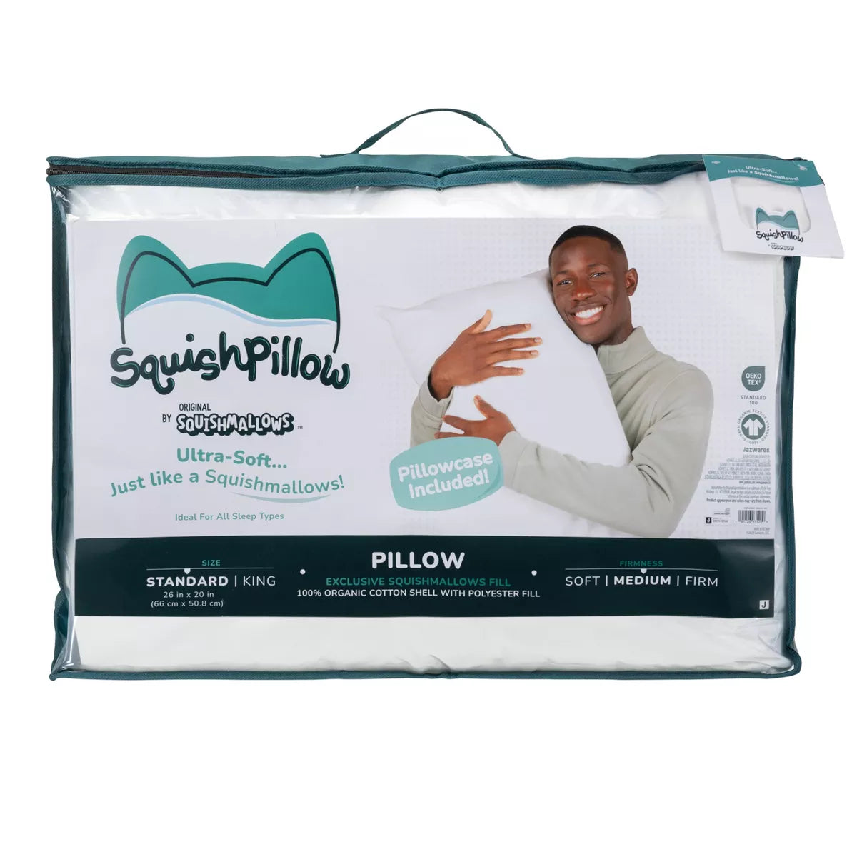 Squishpillow by Original Squishmallows Medium Bed Pillow and Ultra Soft Pillowcase Cover