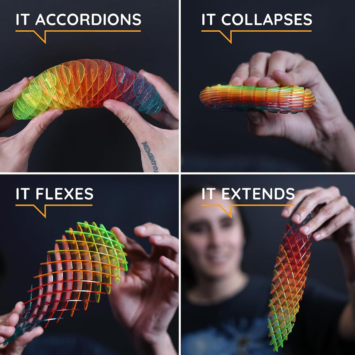 Worm 3D Sensory Figgy Fidget Toy, Rainbow, Small | Quiet Fidget Toy: Sensory Figgy Toy for Focus and Stress Relief; Satisfying Tactile Play for Classrooms, Desks, and Travel
