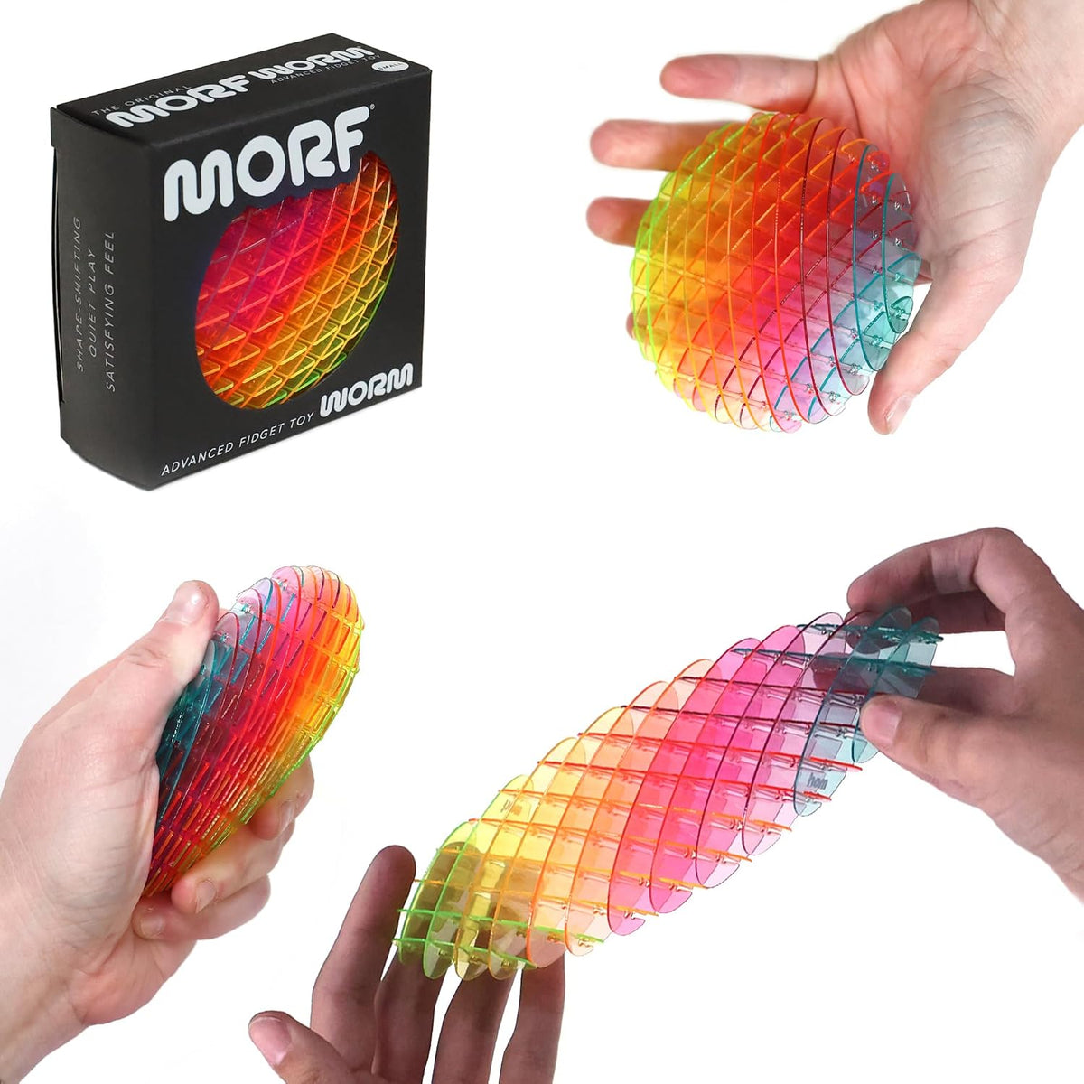 Worm 3D Sensory Figgy Fidget Toy, Rainbow, Small | Quiet Fidget Toy: Sensory Figgy Toy for Focus and Stress Relief; Satisfying Tactile Play for Classrooms, Desks, and Travel