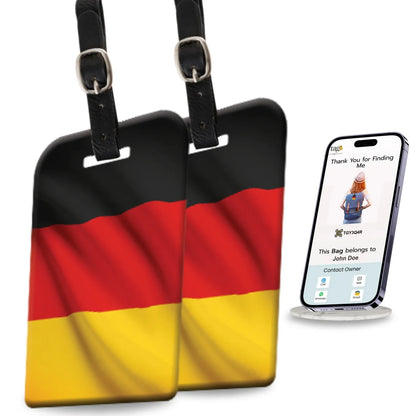 Germany Flag Smart Luggage Tags, QR-Enabled, 2-Pack