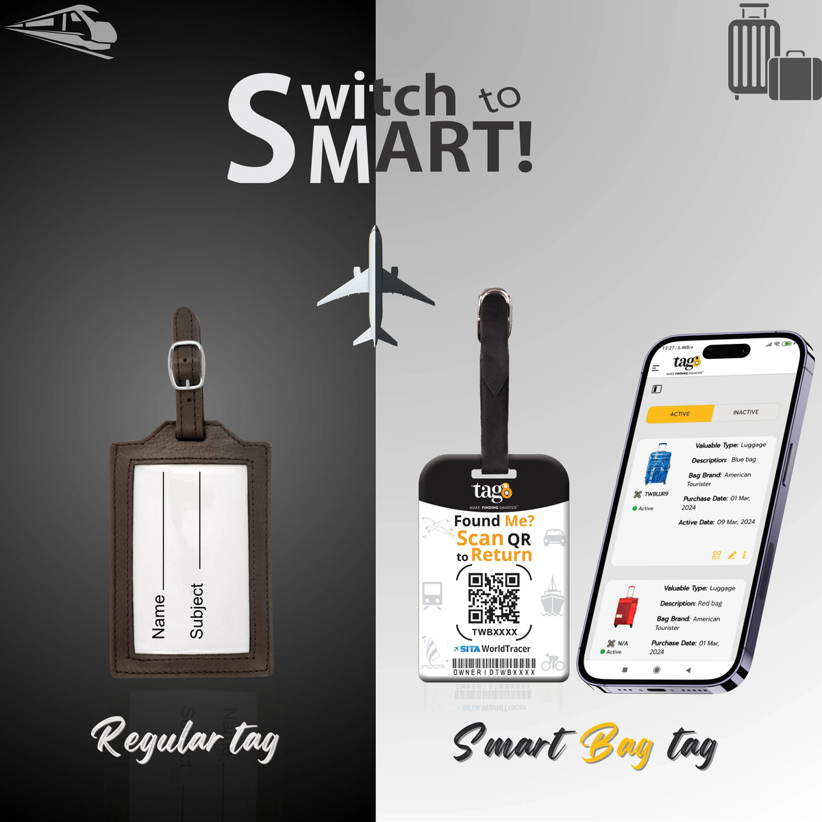 Germany Flag Smart Luggage Tags, QR-Enabled, 2-Pack