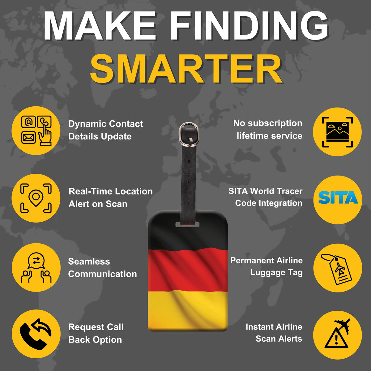 Germany Flag Smart Luggage Tags, QR-Enabled, 2-Pack
