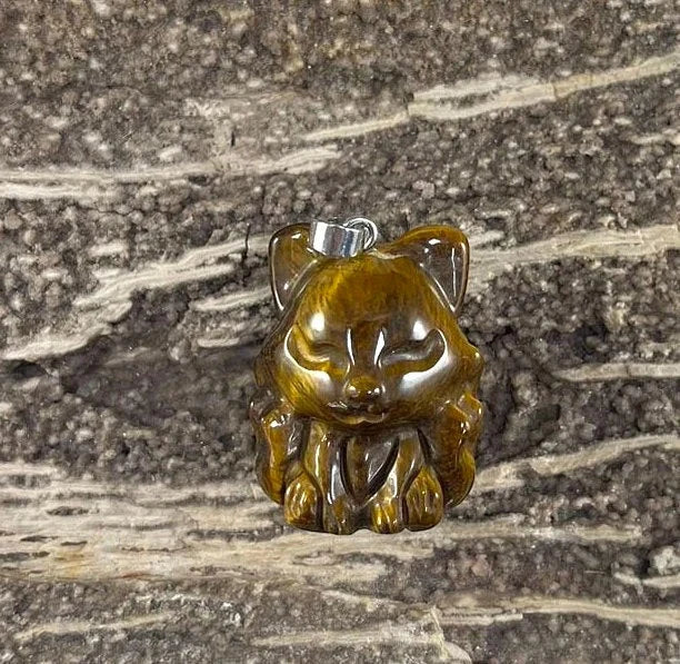 9-Tail Fox Gemstone Pendant, 23 x 31 mm