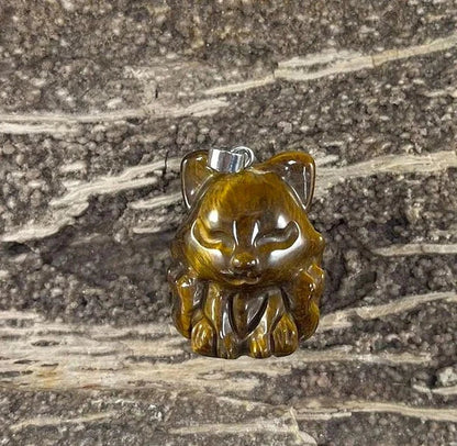 9-Tail Fox Gemstone Pendant, 23 x 31 mm