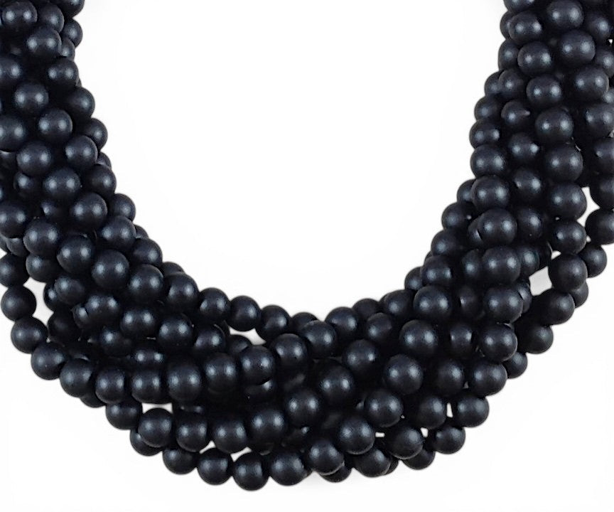 Matte Black Onyx Round Bead Strand, 4-12 mm