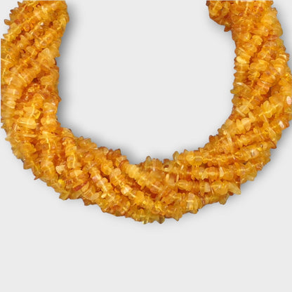 Yellow Amber Bead Strand, 3-5 mm Chips, 15.5-16 in