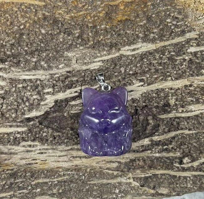 9-Tailed Fox Gemstone Pendant, 23 x 31 mm, Choice of 6 Stones