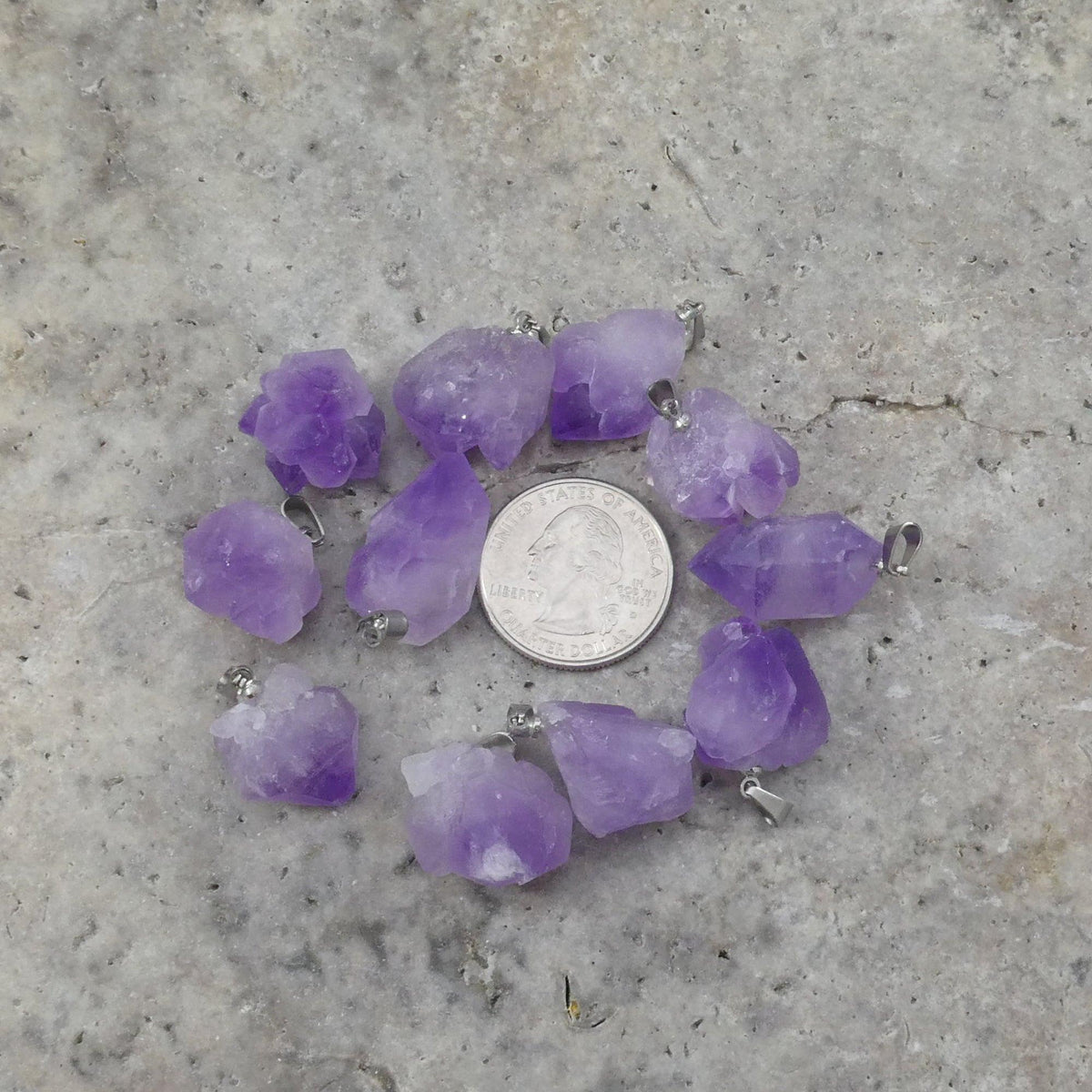 Rough Amethyst Cluster Point Pendant, 1 Piece or 6-Piece Bag