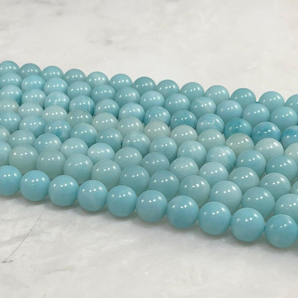 Grade A Amazonite Round Bead Strand, 6 mm, 8 mm, 10 mm or 12 mm