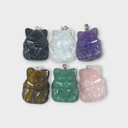 9-Tail Fox Gemstone Pendant, 23 x 31 mm