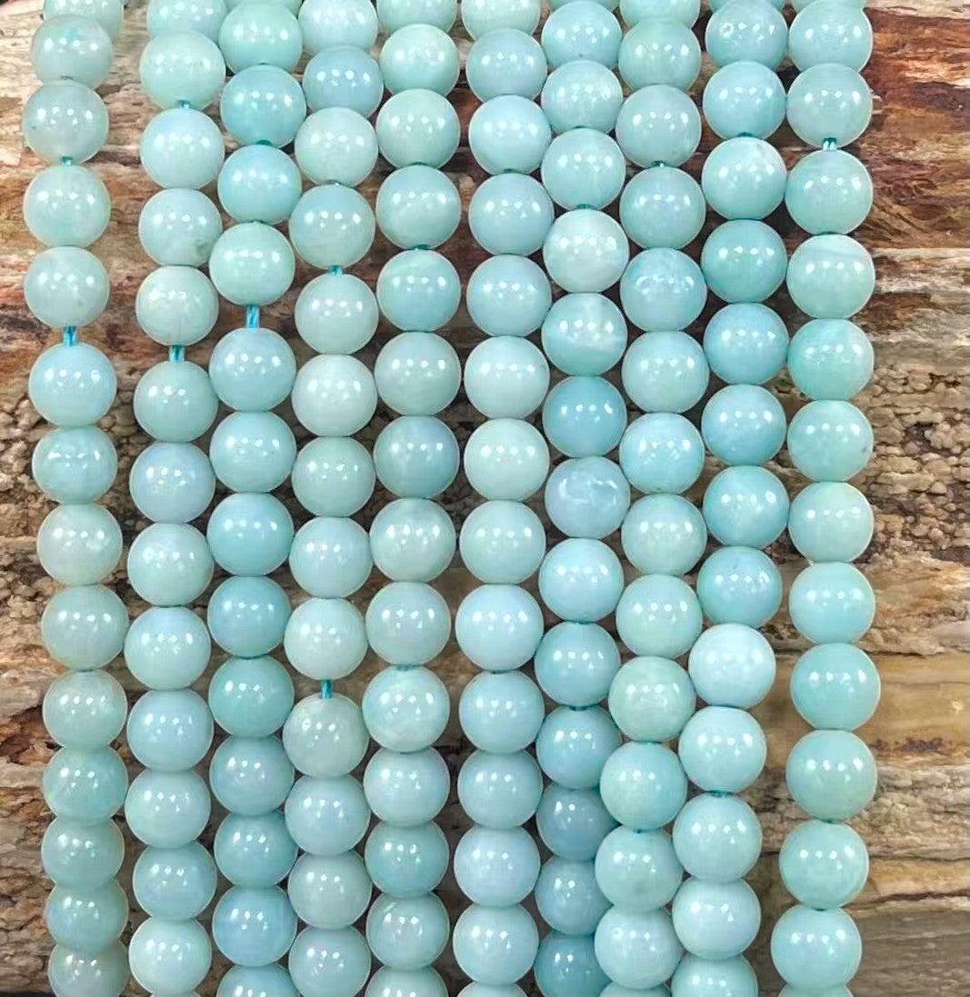 Grade A Amazonite Round Bead Strand, 6 mm, 8 mm, 10 mm or 12 mm