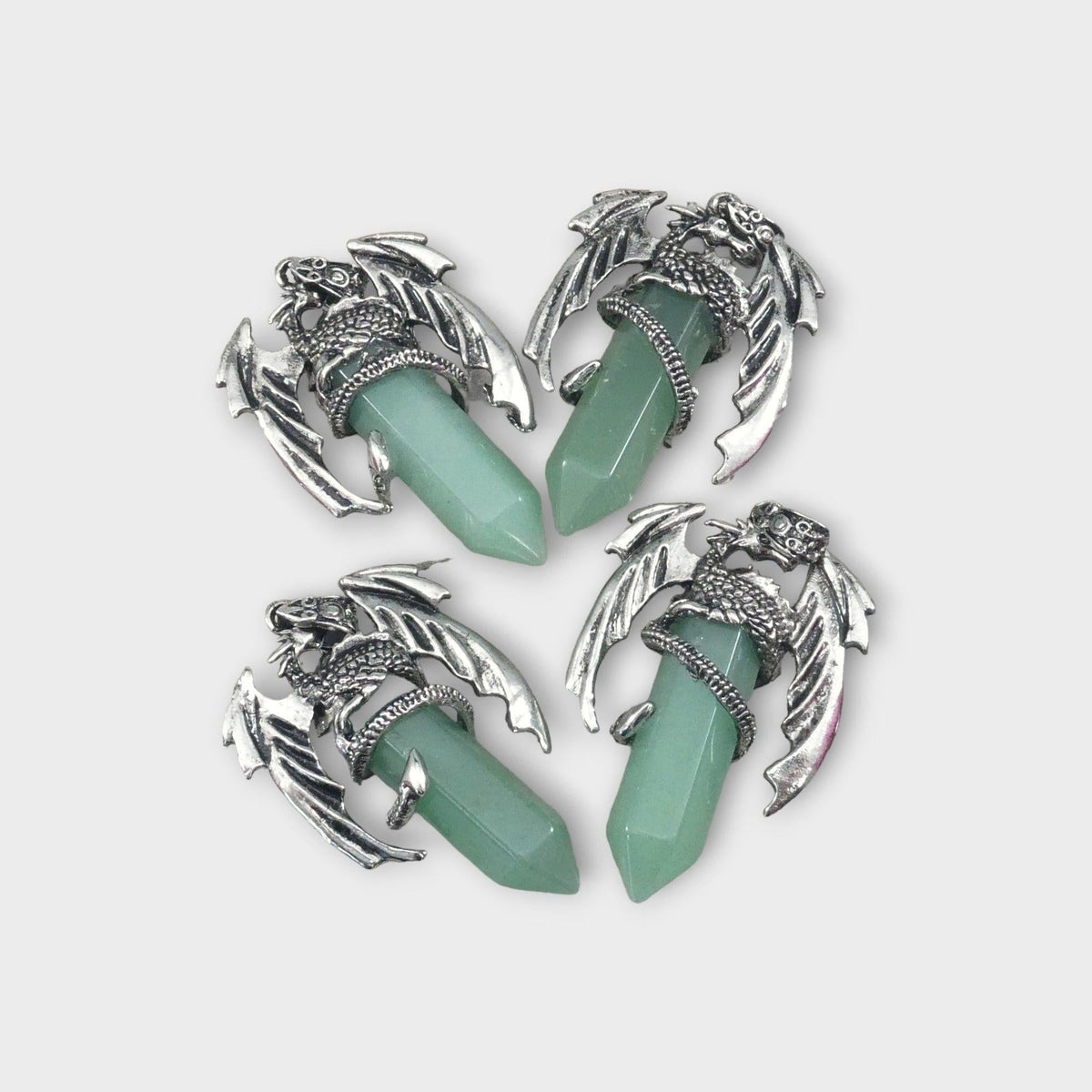 Green Aventurine Flying Dragon Point Pendant, 34 x 50 mm
