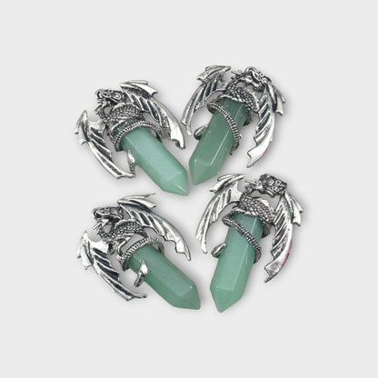 Green Aventurine Flying Dragon Point Pendant, 34 x 50 mm