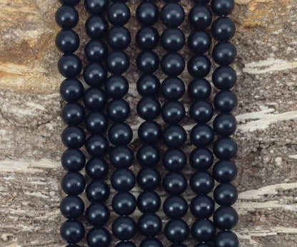Matte Onyx Round Bead Strand, 4-12 mm