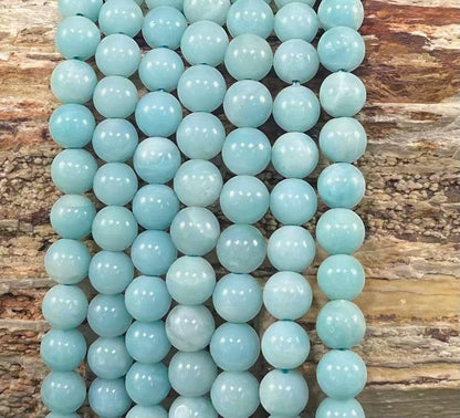 Grade A Amazonite Round Bead Strand, 6 mm, 8 mm, 10 mm or 12 mm