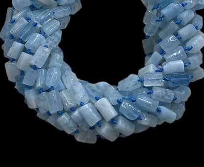 Aquamarine Cut Tube Bead Strand, 5.5-6.5 mm, 15.5-16 in