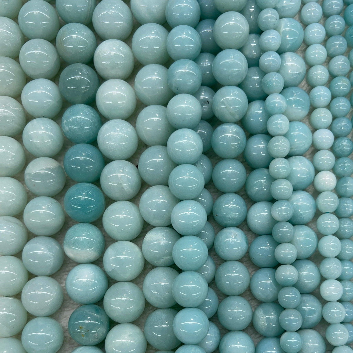 Grade A Amazonite Round Bead Strand, 6 mm, 8 mm, 10 mm or 12 mm