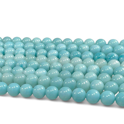 Grade A Amazonite Round Bead Strand, 6 mm, 8 mm, 10 mm or 12 mm