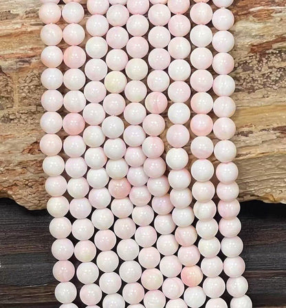 Grade A Queen Conch Shell Round Bead Strand, 8 mm, 15.5-16 in