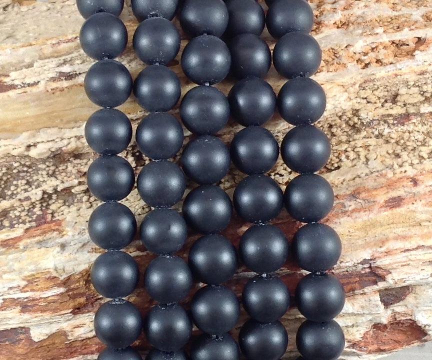 Matte Onyx Round Bead Strand, 4-12 mm