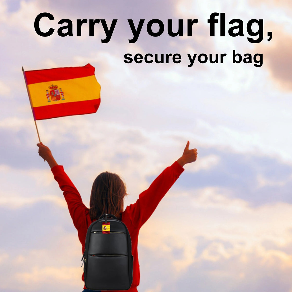 Spain Flag QR Luggage Tags with Contact Profile, 2-Pack