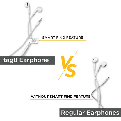 Wired Earphones with QR Recovery Tag, 14.22 mm Drivers
