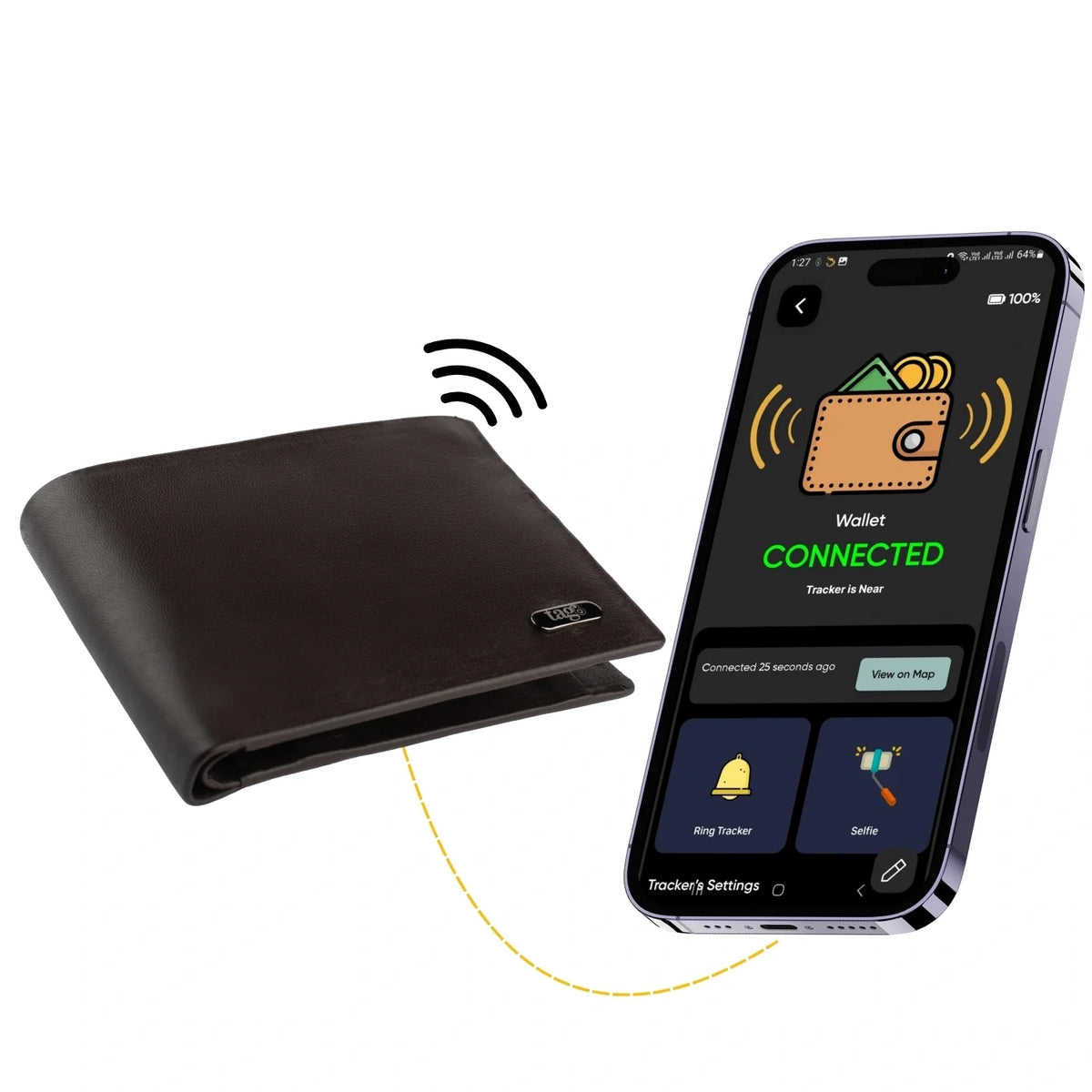 Smart Bifold Wallet with Bluetooth Tracker and RFID Protection