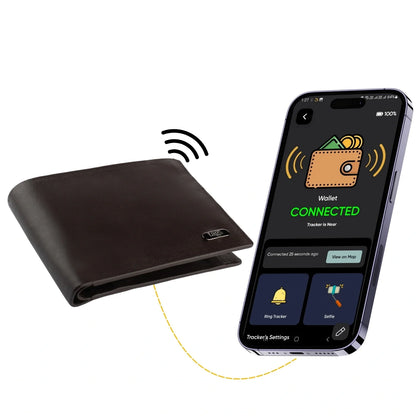 Smart Bifold Wallet with Bluetooth Tracker and RFID Protection