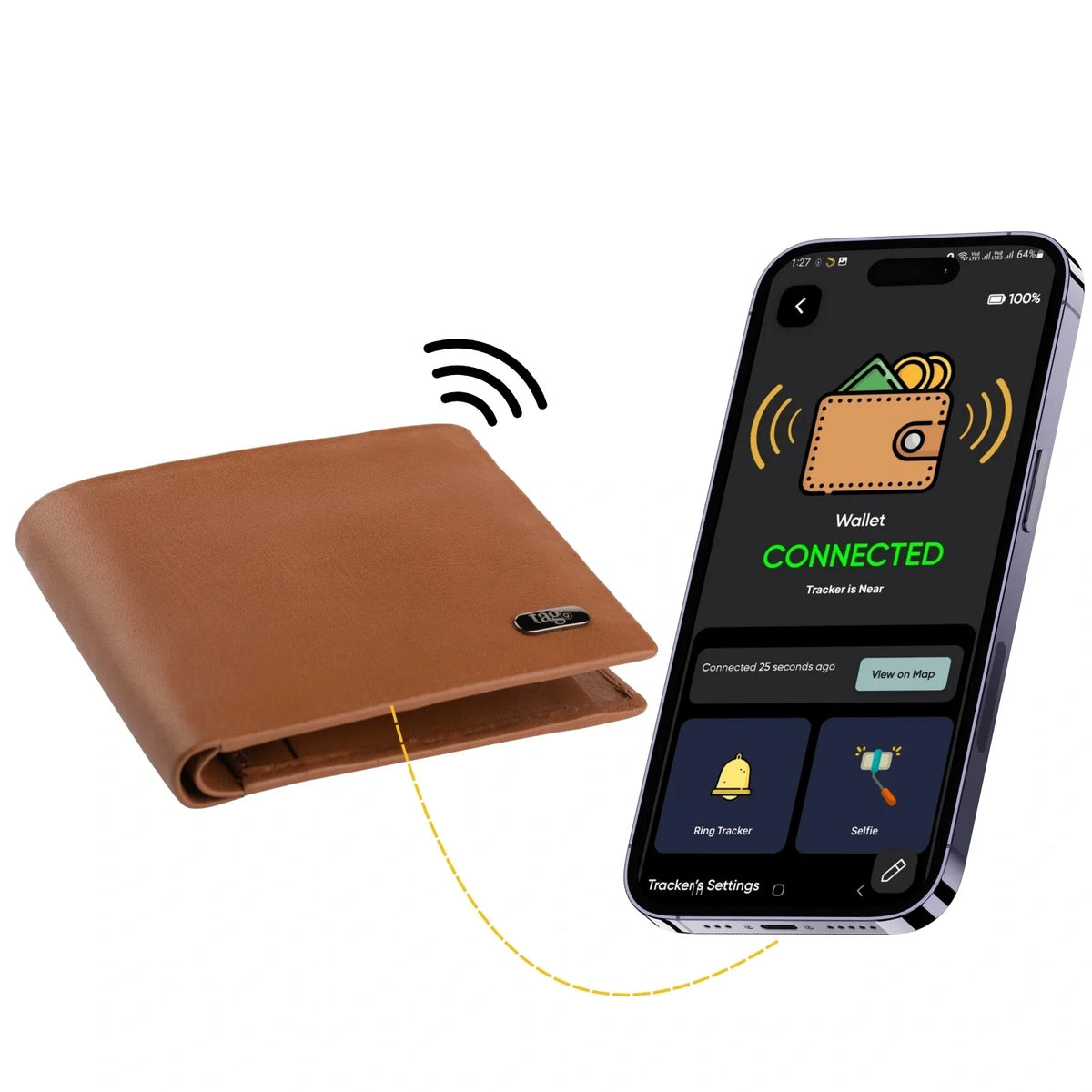 Smart Bifold Wallet with Bluetooth Tracker and RFID Protection