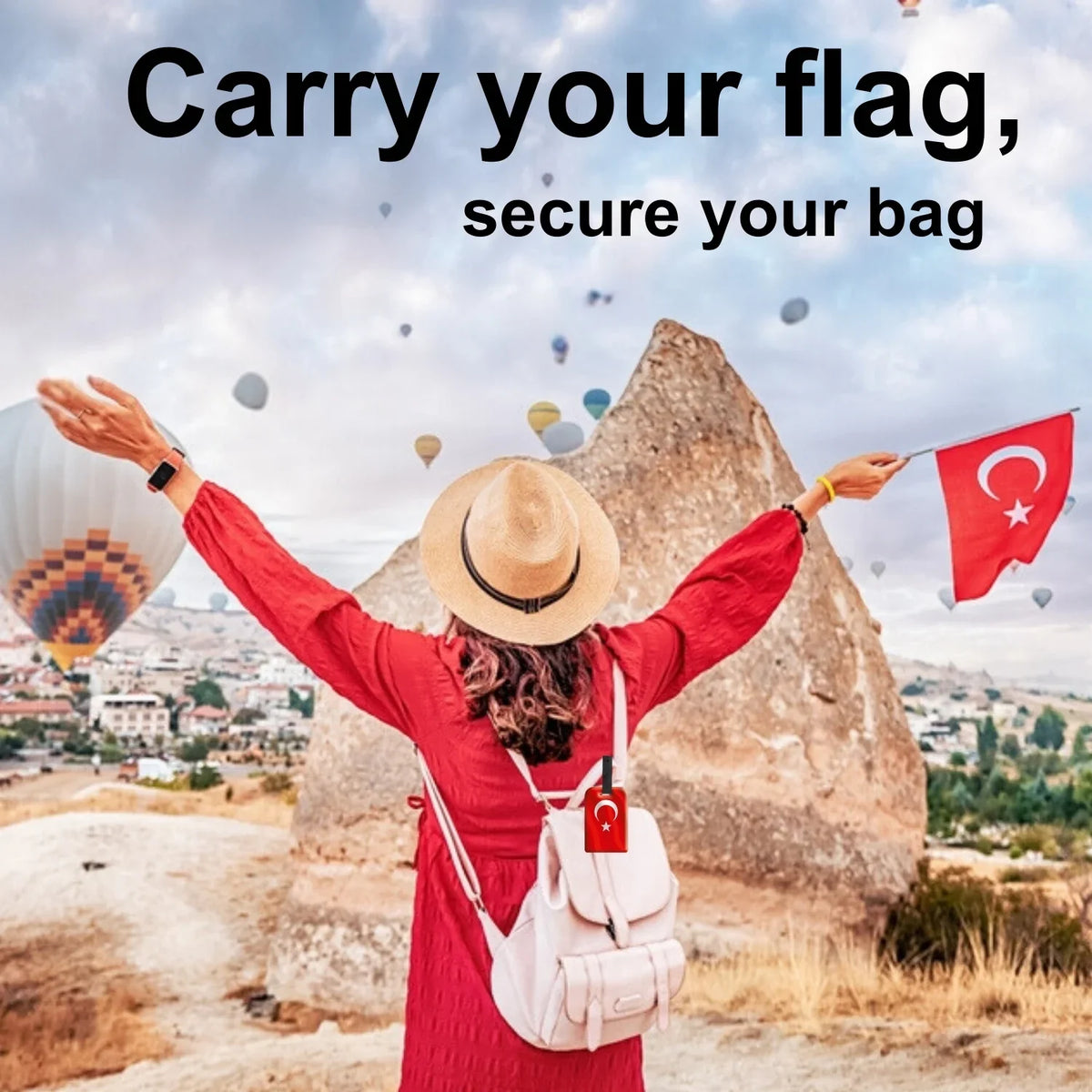 Turkey Flag Smart Luggage Tags, QR-Enabled, 2-Pack